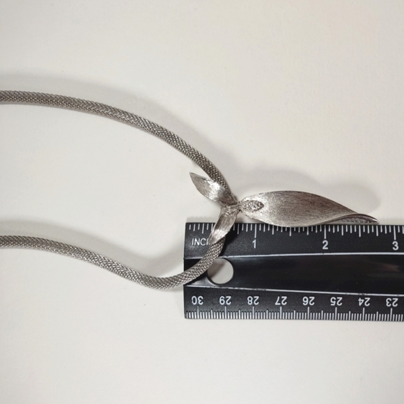 Vintage Judy Lee Silver Tone Leaf 20" Mesh Chain Necklace - Picture 8 of 9